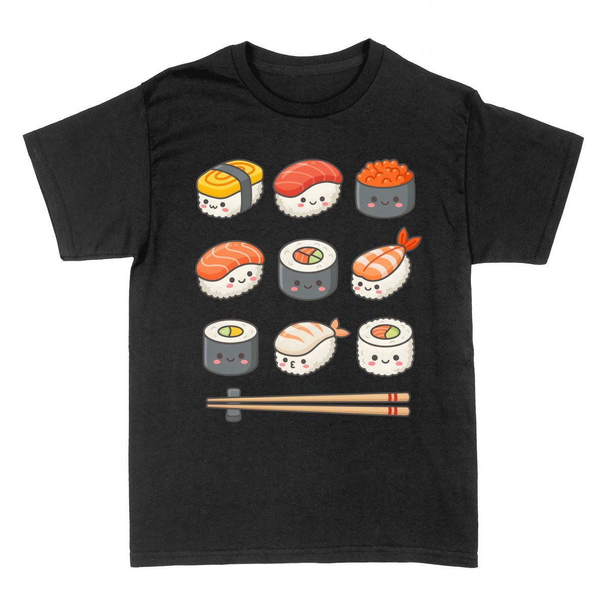 Magliette: Sushi Kawaii con Faccine Sorridenti