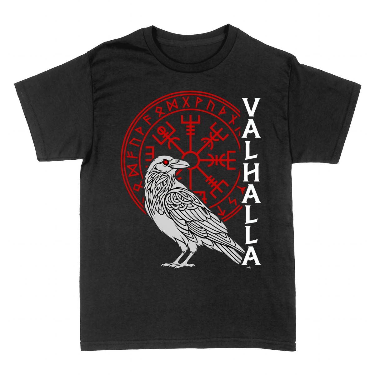 Magliette: Corvo di Valhalla con Vegvisir Runico
