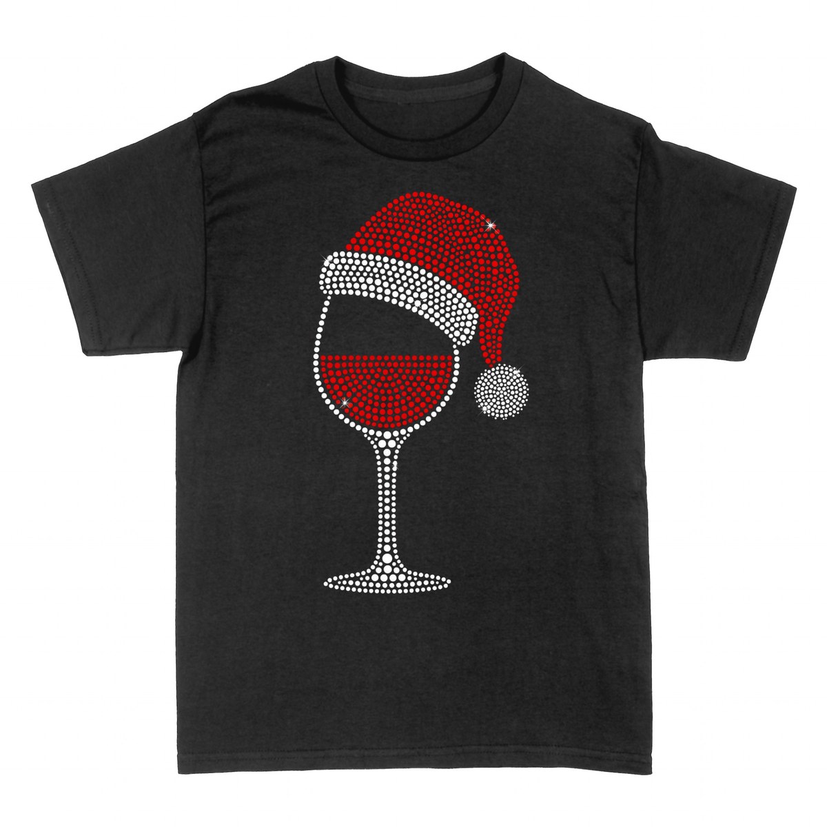 Magliette: Calice di Vino Natalizio Stile Strass