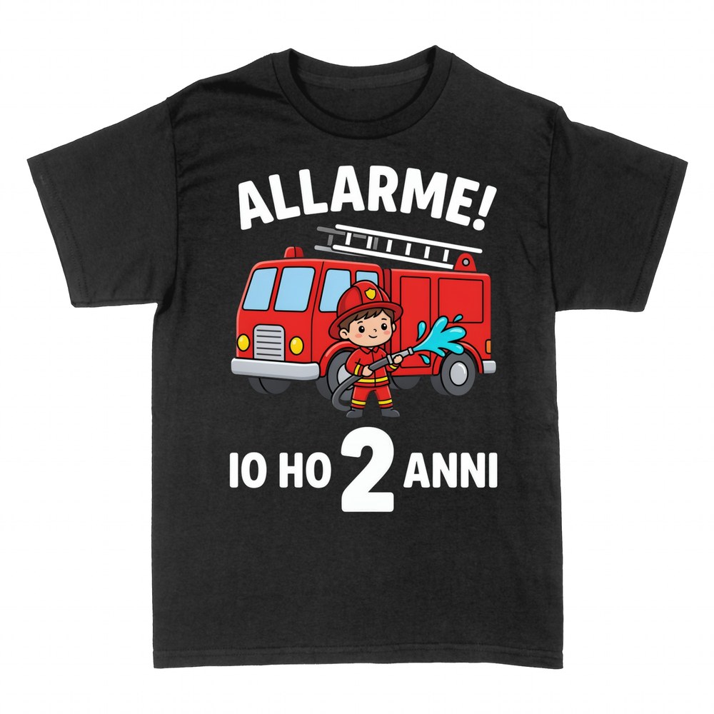 Magliette: Allarme! Ho 2 Anni - Pompiere Bambino