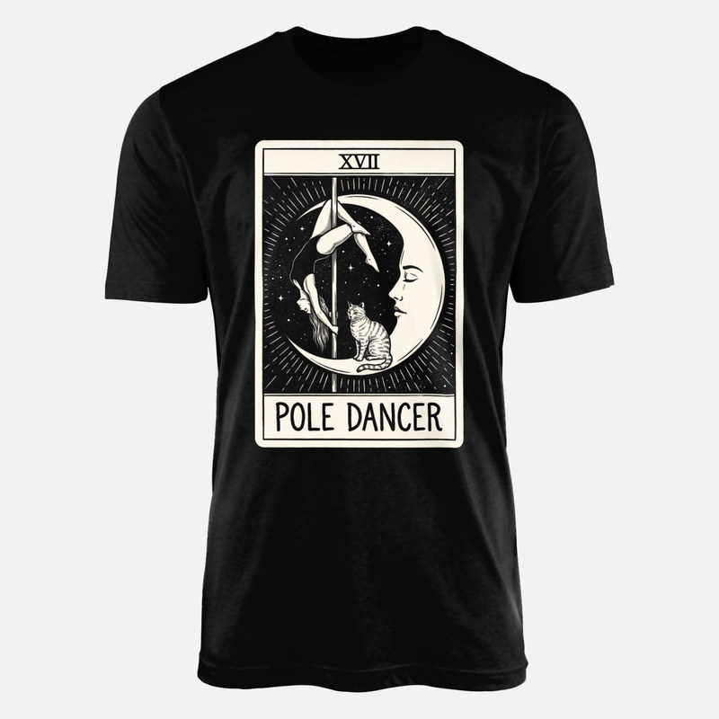 Magliette: Carta dei tarocchi pole dance con luna e gatto