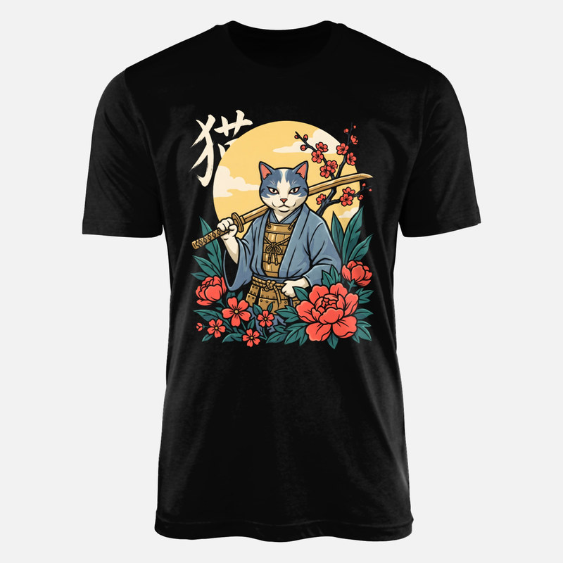 Magliette: Gatto samurai giapponese con katana