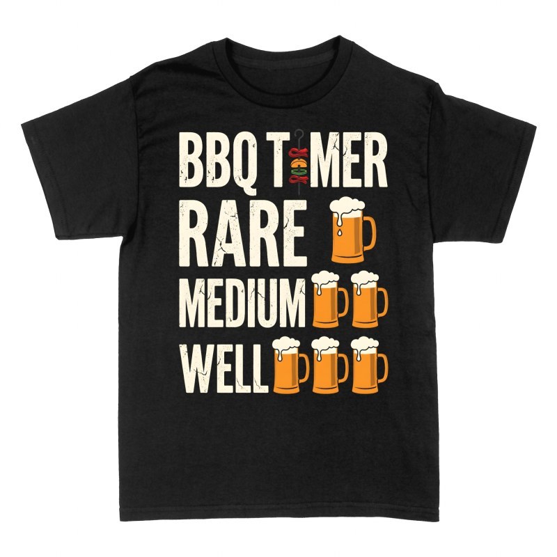 Magliette: Timer barbecue con birre Rare Medium Well