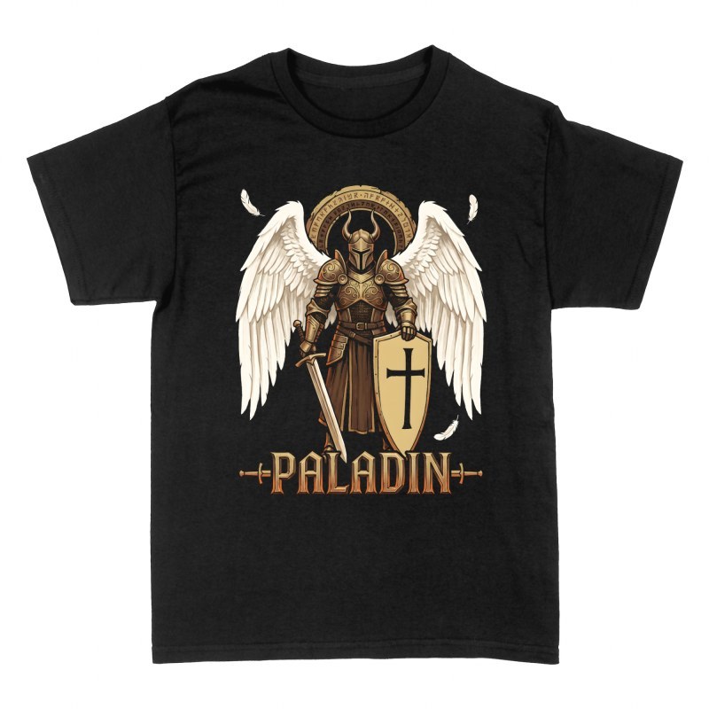 Magliette: Paladino alato con spada e scudo