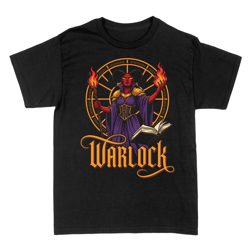 Magliette: Strega tiefling warlock con fuoco