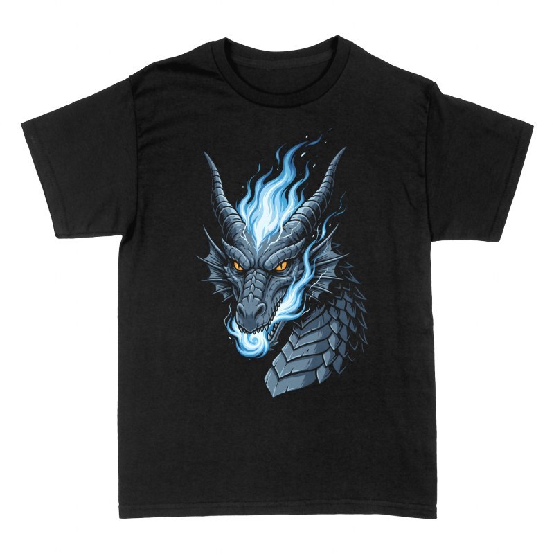 Magliette: Drago che sputa fuoco blu