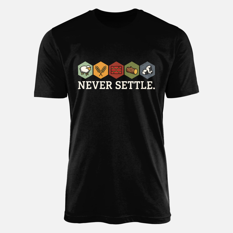 Magliette: Risorse esagonali da gioco con Never Settle