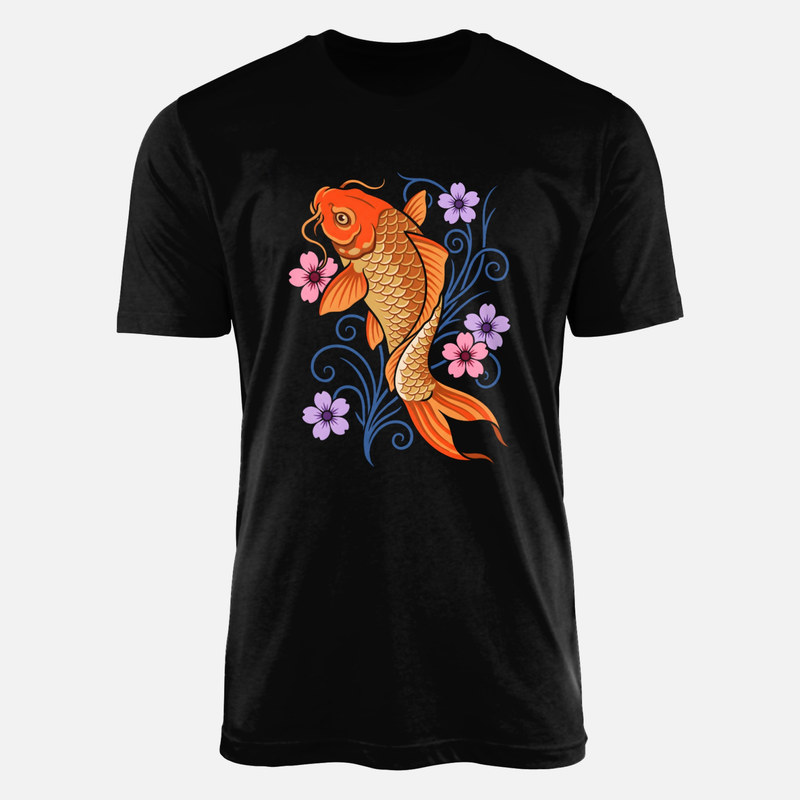 Magliette: Carpa koi giapponese con fiori di ciliegio