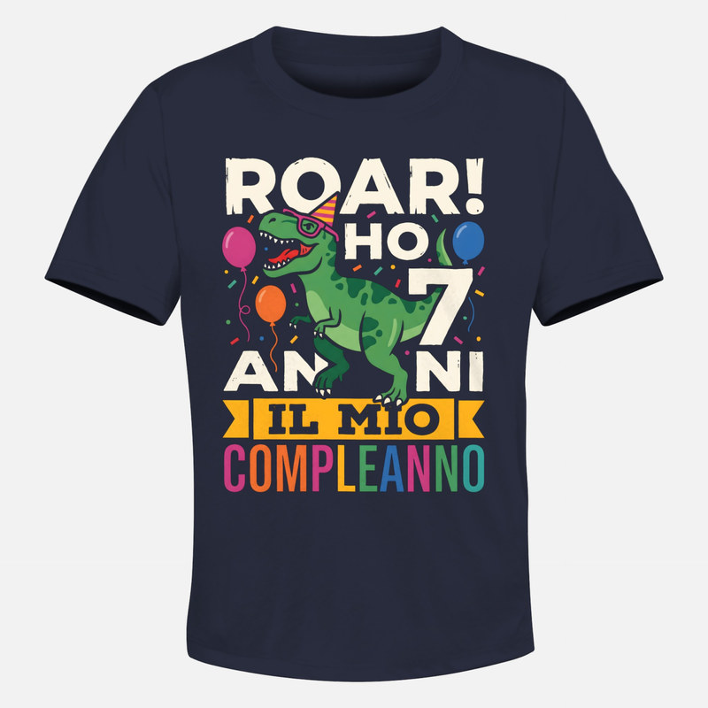 Magliette: Roar ho 7 anni compleanno dinosauro