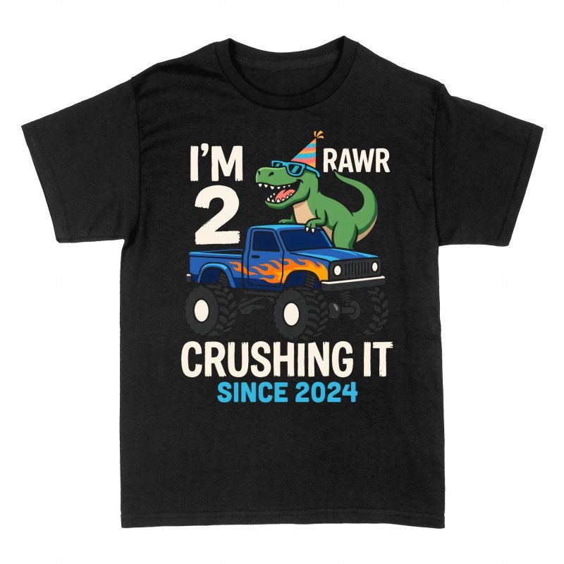 Magliette: T-Rex su monster truck per 2 anni