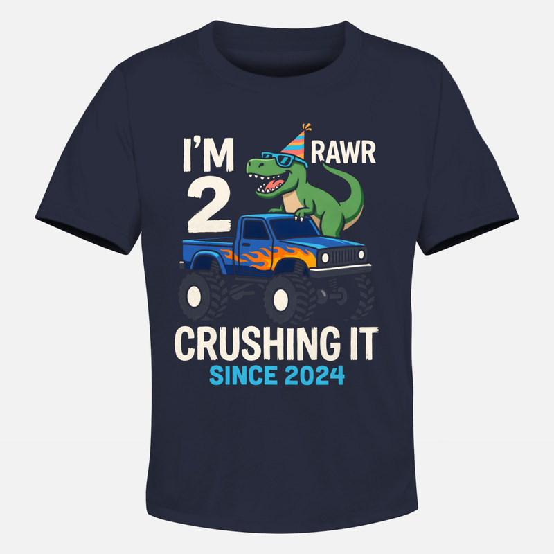 Magliette: T-Rex su monster truck per 2 anni
