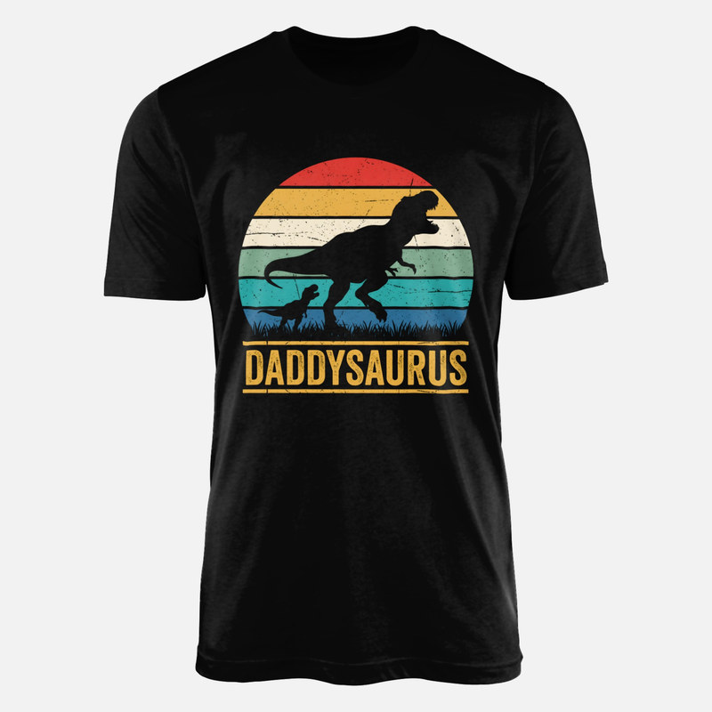 Magliette: Dinosauri pap&agrave; e cucciolo tramonto retro