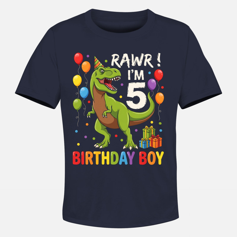 Magliette: Compleanno 5 anni dinosauro T-Rex bimbo