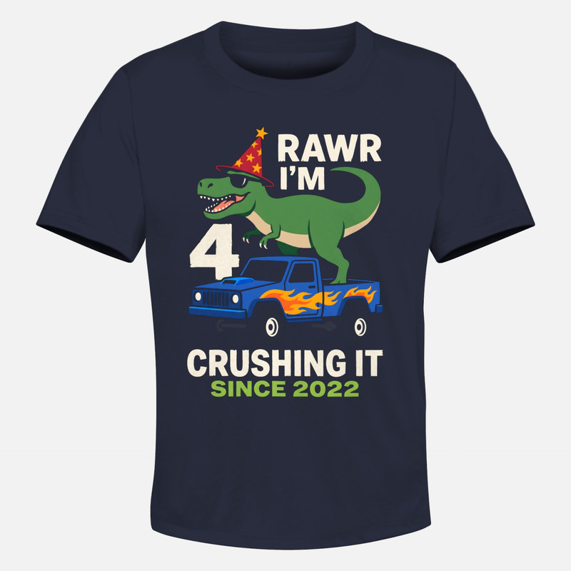 Magliette: T-Rex su monster truck per 4 anni