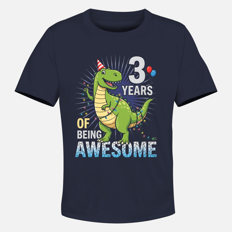 Magliette: T-Rex 3 Anni Fantastico con Luci e Palloncini