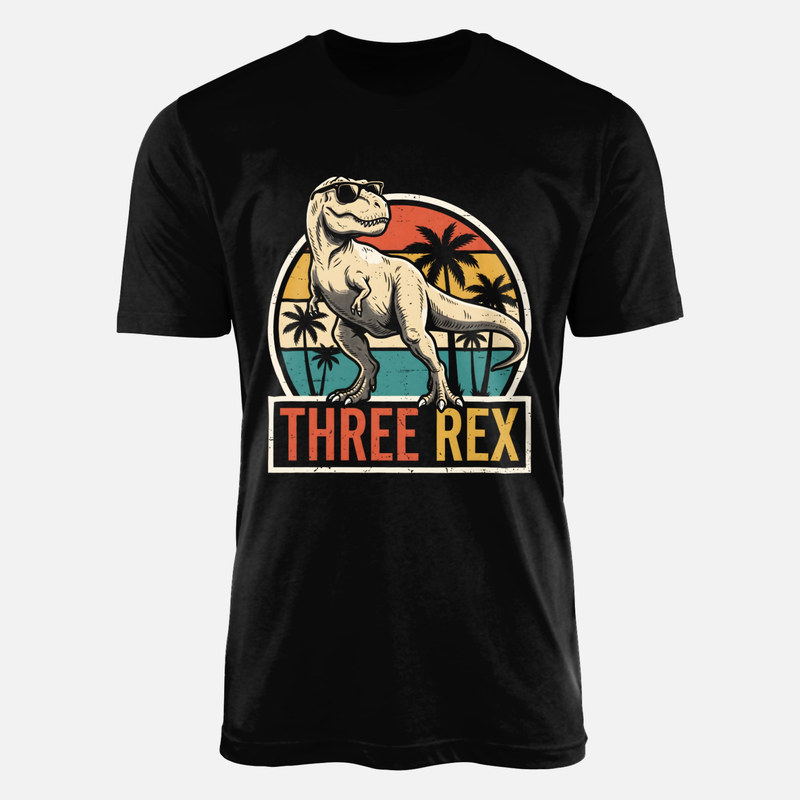 Magliette: Three Rex t-rex 3 anni compleanno
