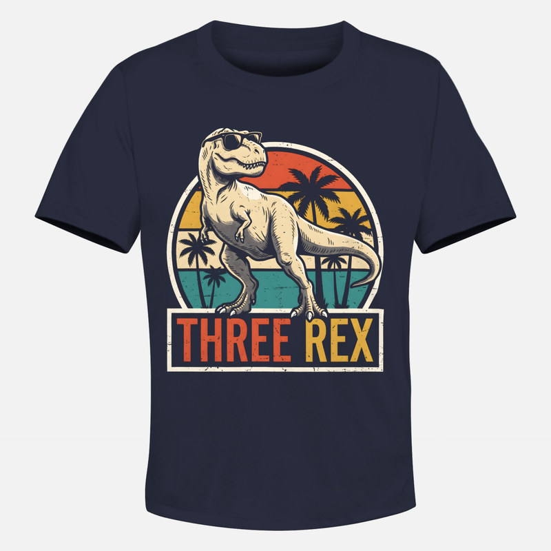 Magliette: Three Rex t-rex 3 anni compleanno