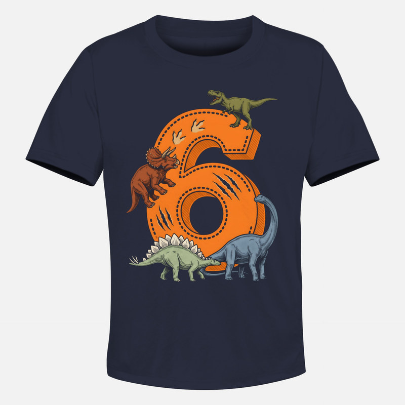 Magliette: Numero 6 con dinosauri