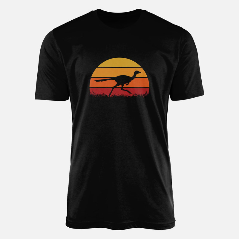 Magliette: Dinosauro nella silhouette tramonto retr&ograve;