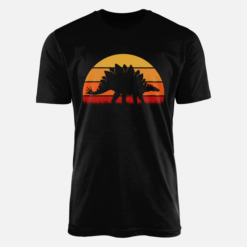 Magliette: Silhouette di stegosauro al tramonto