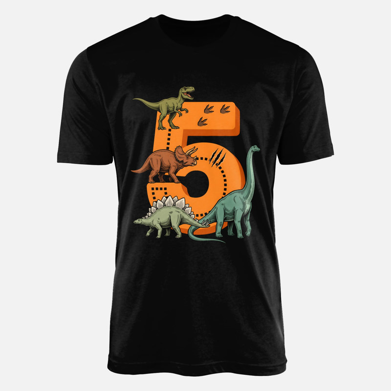 Magliette: Numero 5 con dinosauri
