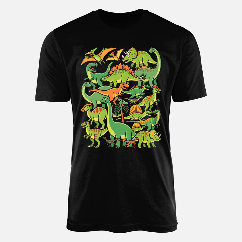 Magliette: Pattern dinosauri cartoon