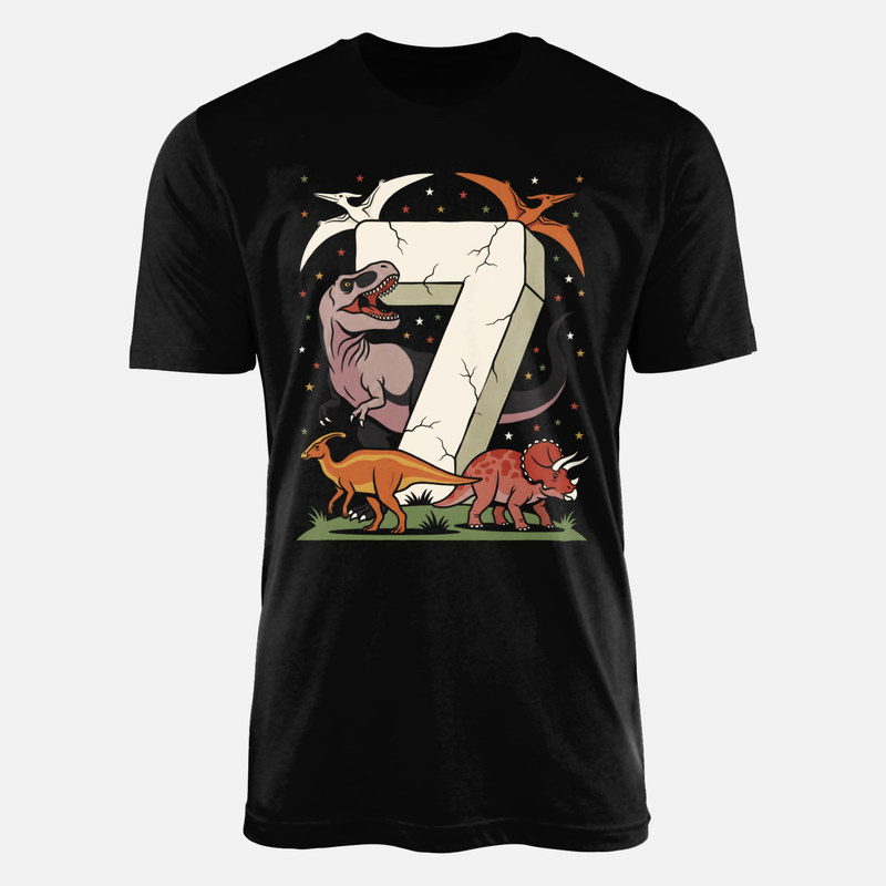 Magliette: Dinosauri e numero 7 di pietra