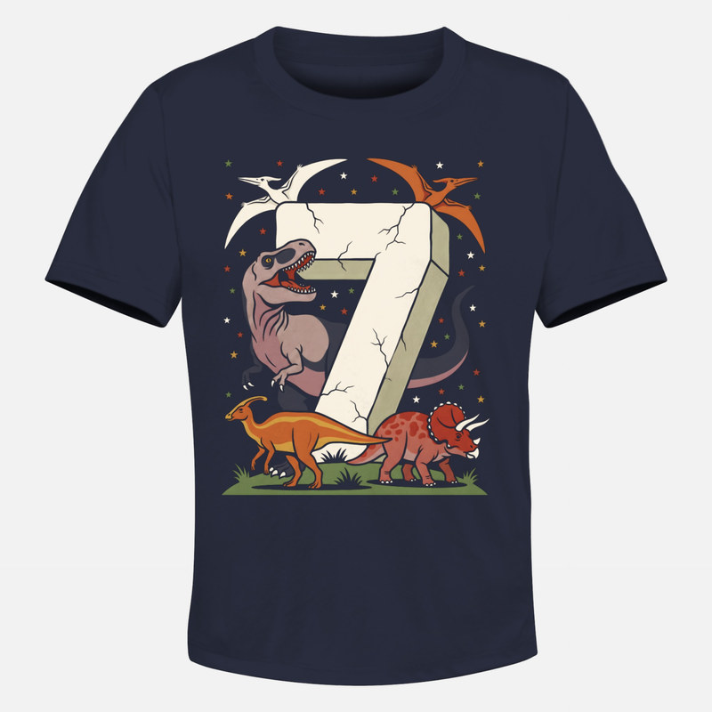 Magliette: Dinosauri e numero 7 di pietra