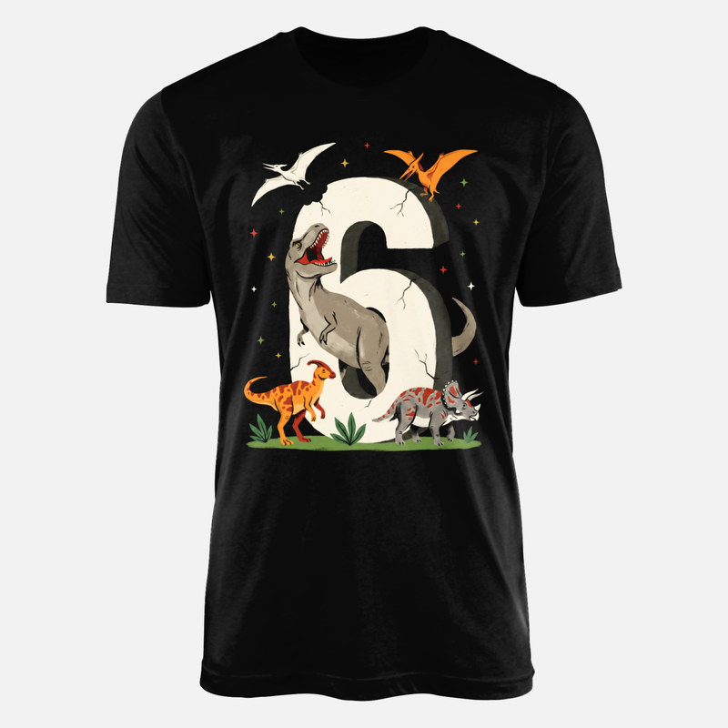 Magliette: Numero 6 con dinosauri