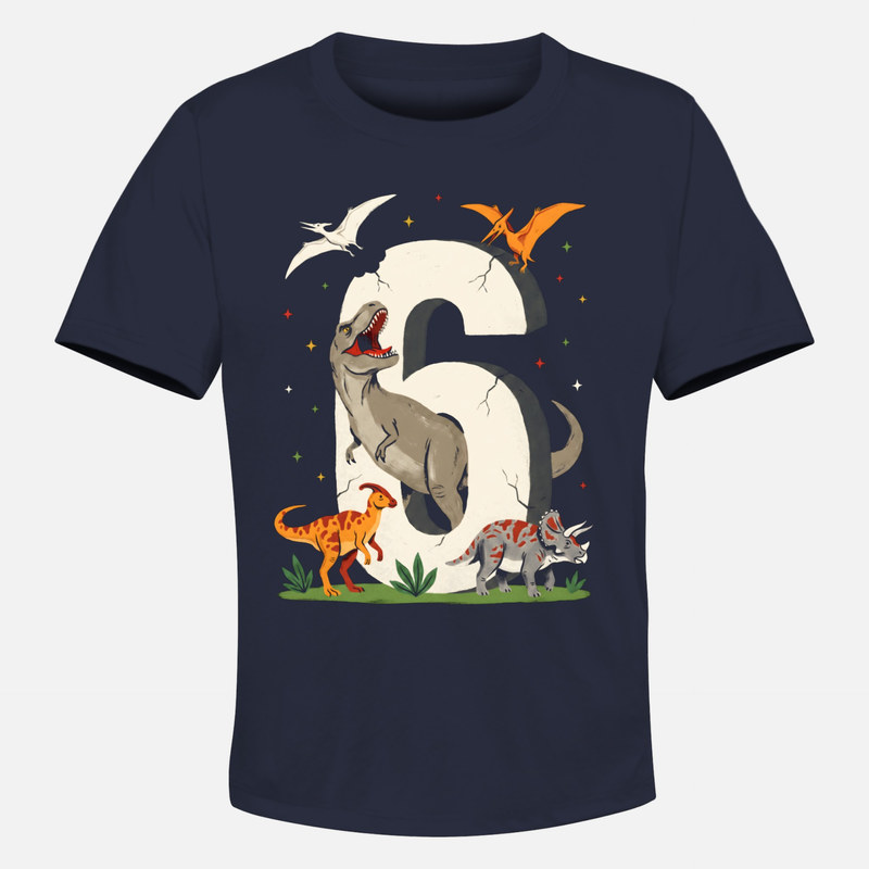 Magliette: Numero 6 con dinosauri