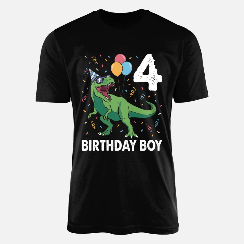 Magliette: T-Rex 4 anni Birthday Boy festa