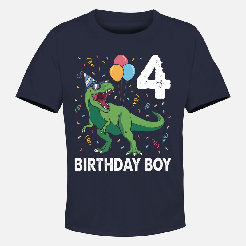 Magliette: T-Rex 4 anni Birthday Boy festa