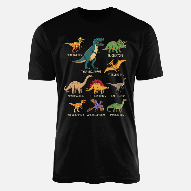 Magliette: Guida nomi dinosauri cartoon