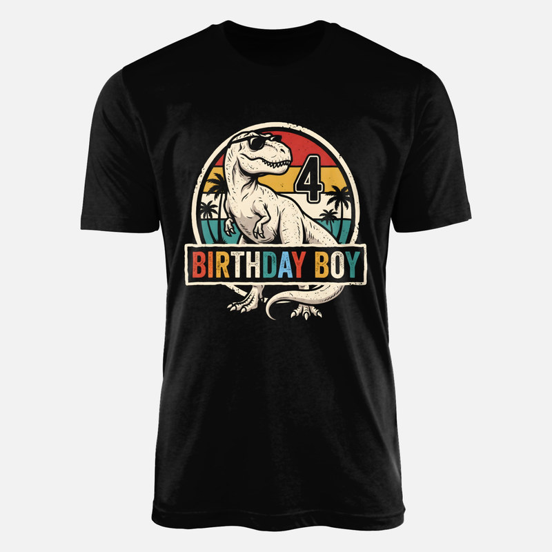 Magliette: Compleanno 4 anni T-Rex con occhiali