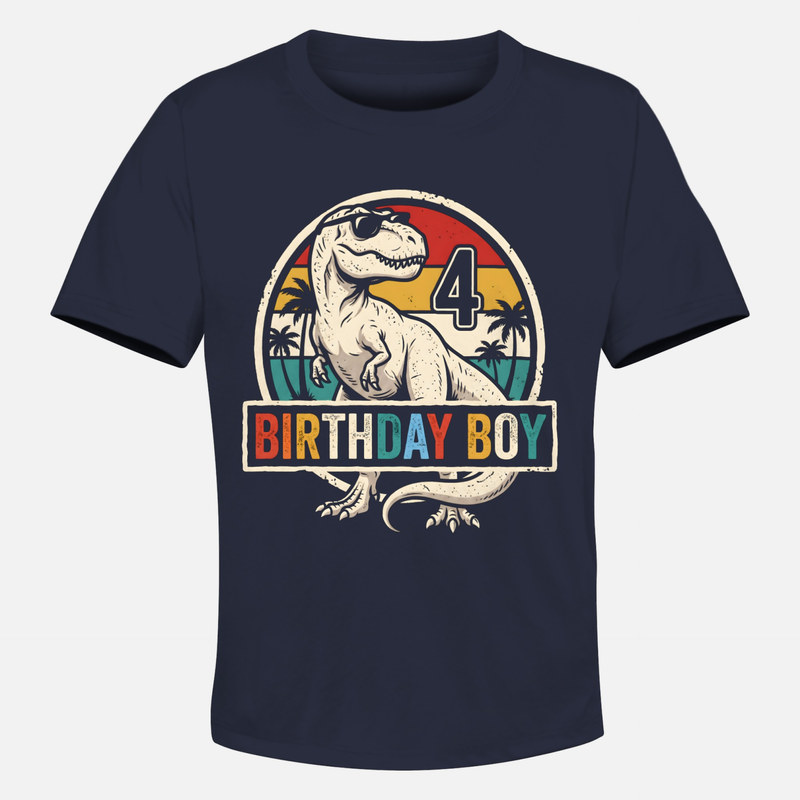 Magliette: Compleanno 4 anni T-Rex con occhiali