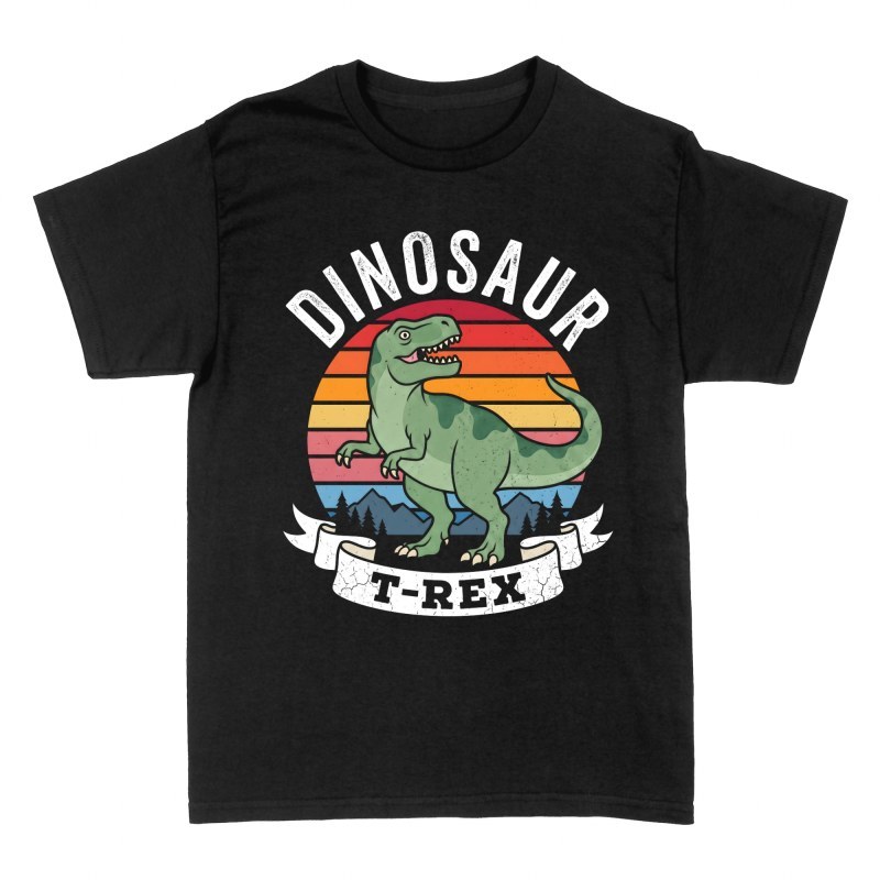 Magliette: Dinosauro T-Rex con tramonto retro