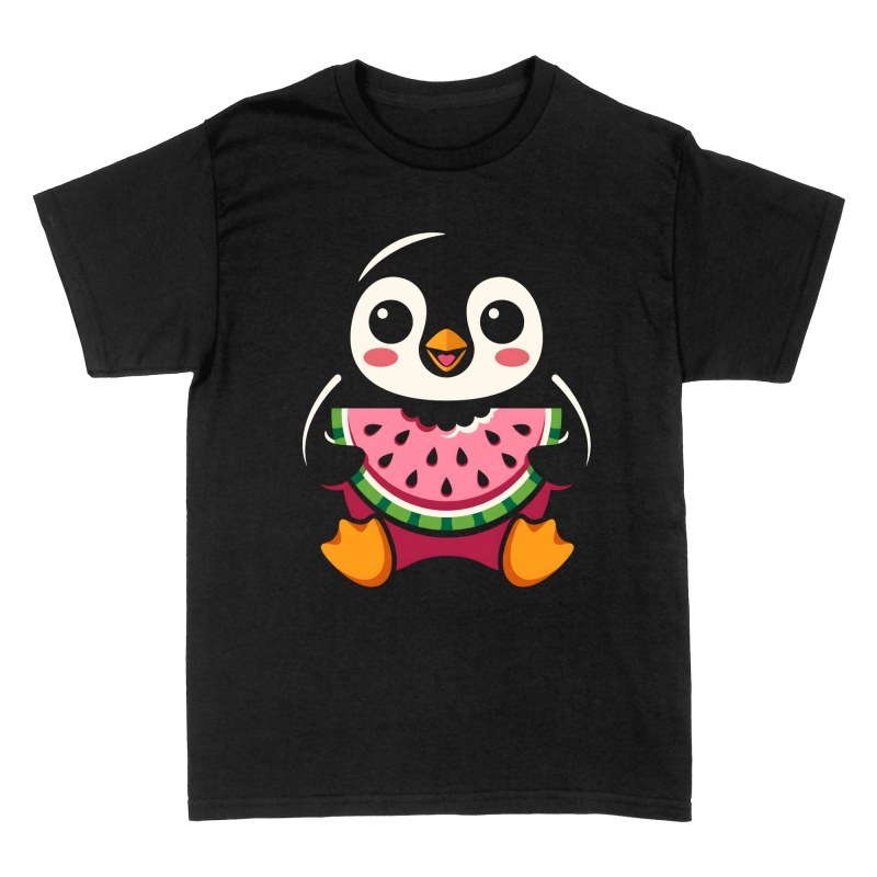 Magliette: Pinguino kawaii con anguria