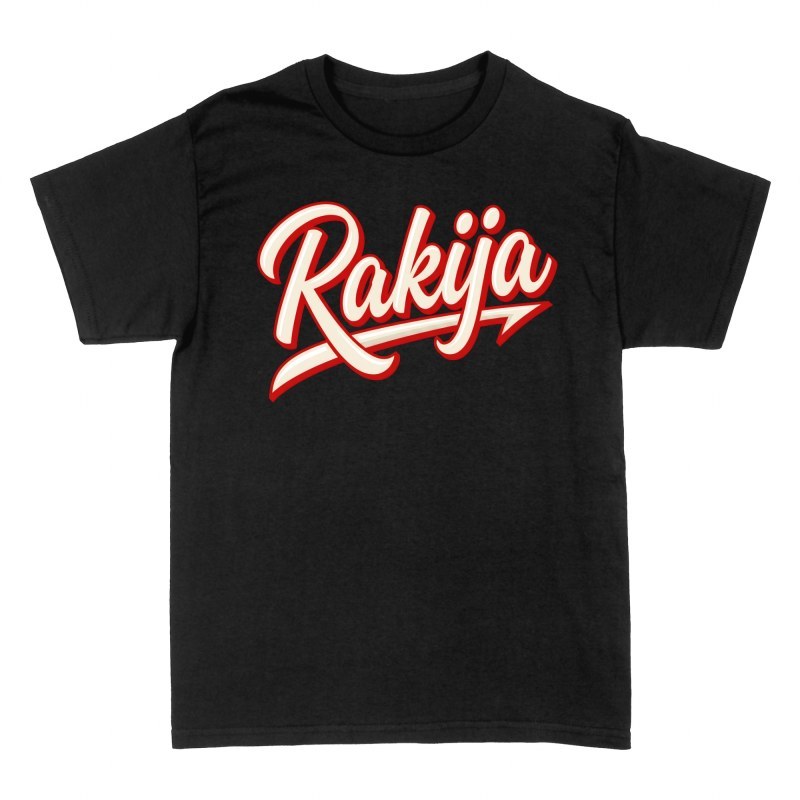 Magliette: Scritta Rakija stile baseball retr&ograve;