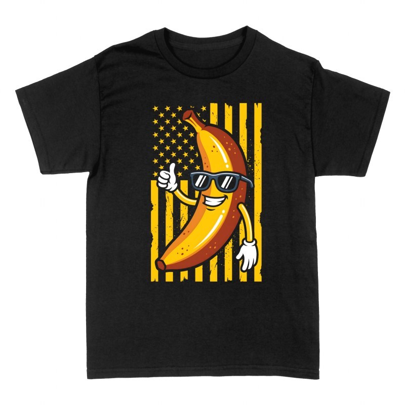 Magliette: Banana con occhiali e bandiera USA