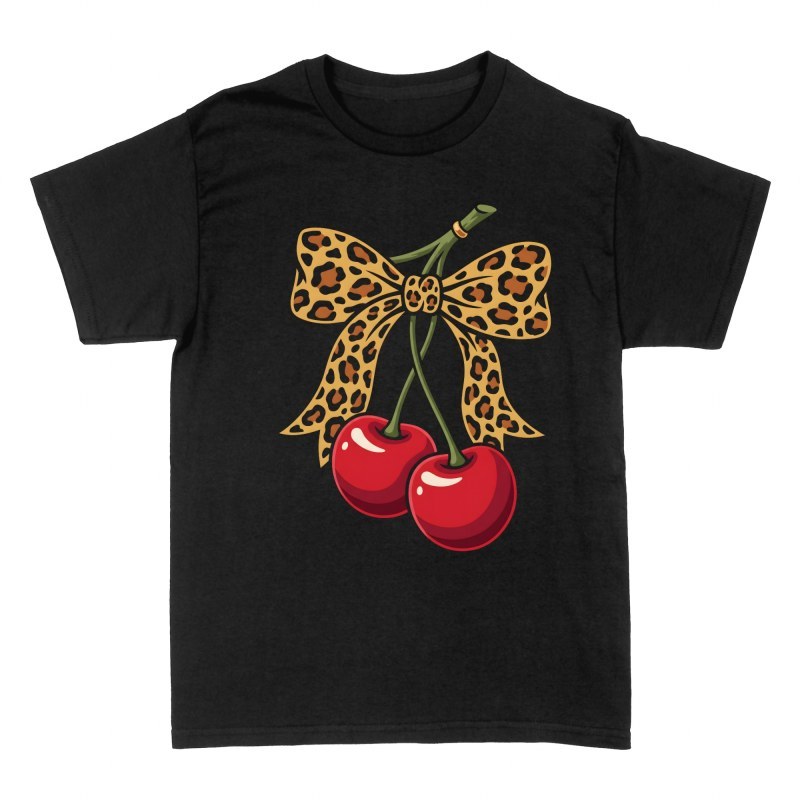 Magliette: Ciliege con fiocco leopardato
