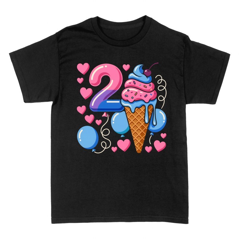 Magliette: Numero 2 con gelato e palloncini