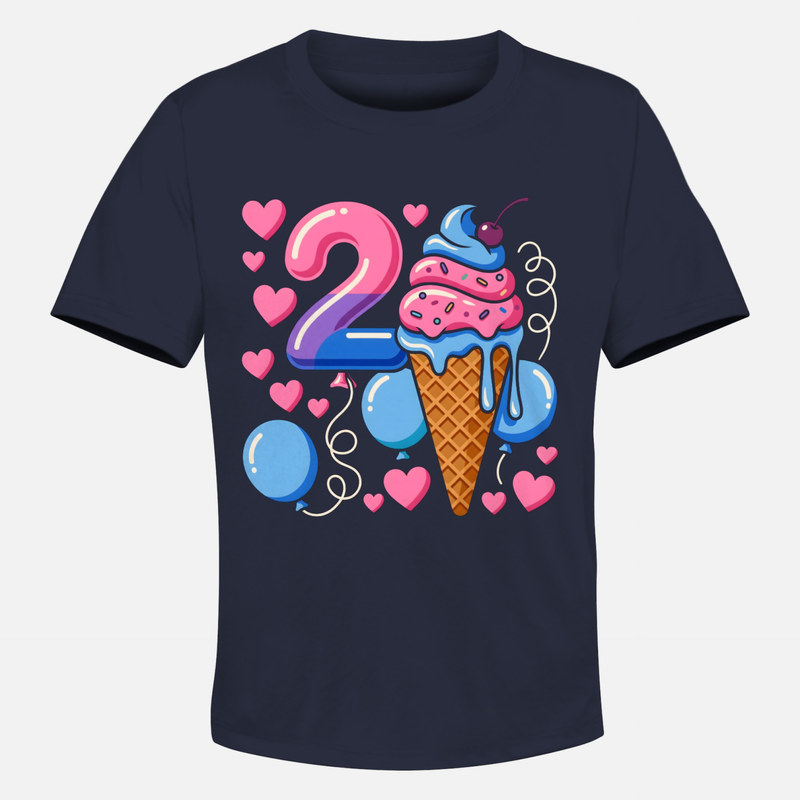 Magliette: Numero 2 con gelato e palloncini