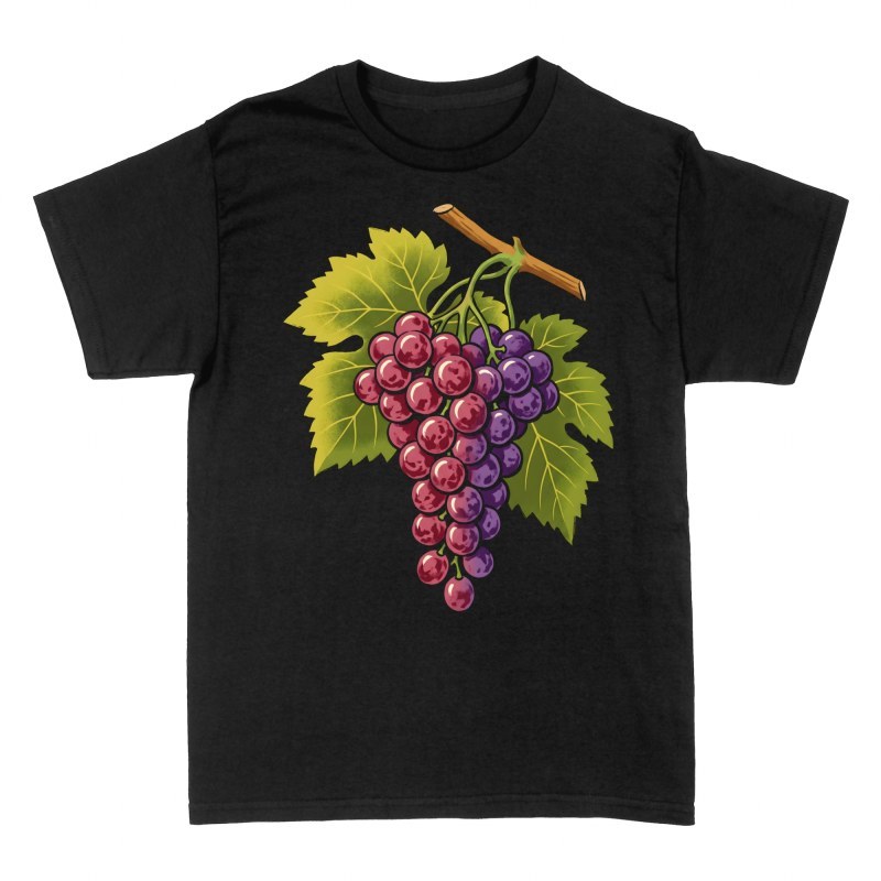 Magliette: Grappolo d'uva rossa con foglie