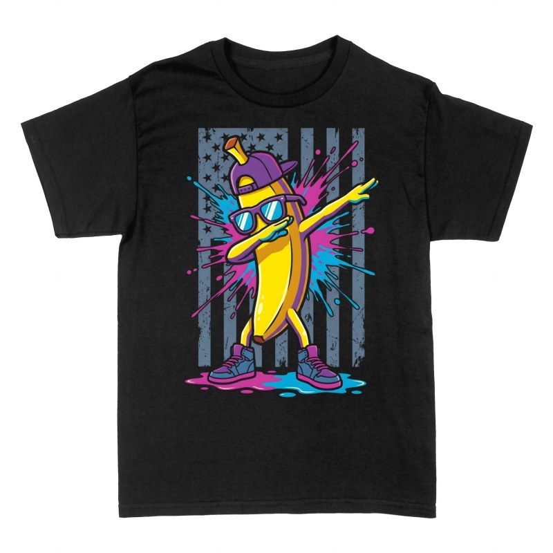 Magliette: Banana dab con bandiera USA