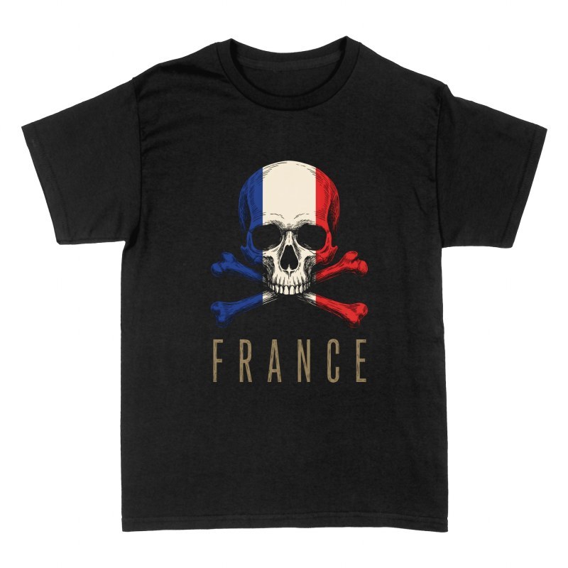 Magliette: Teschio con bandiera della Francia