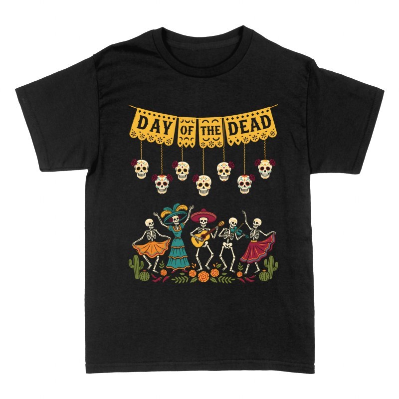 Magliette: Festa messicana Day of the Dead con scheletri