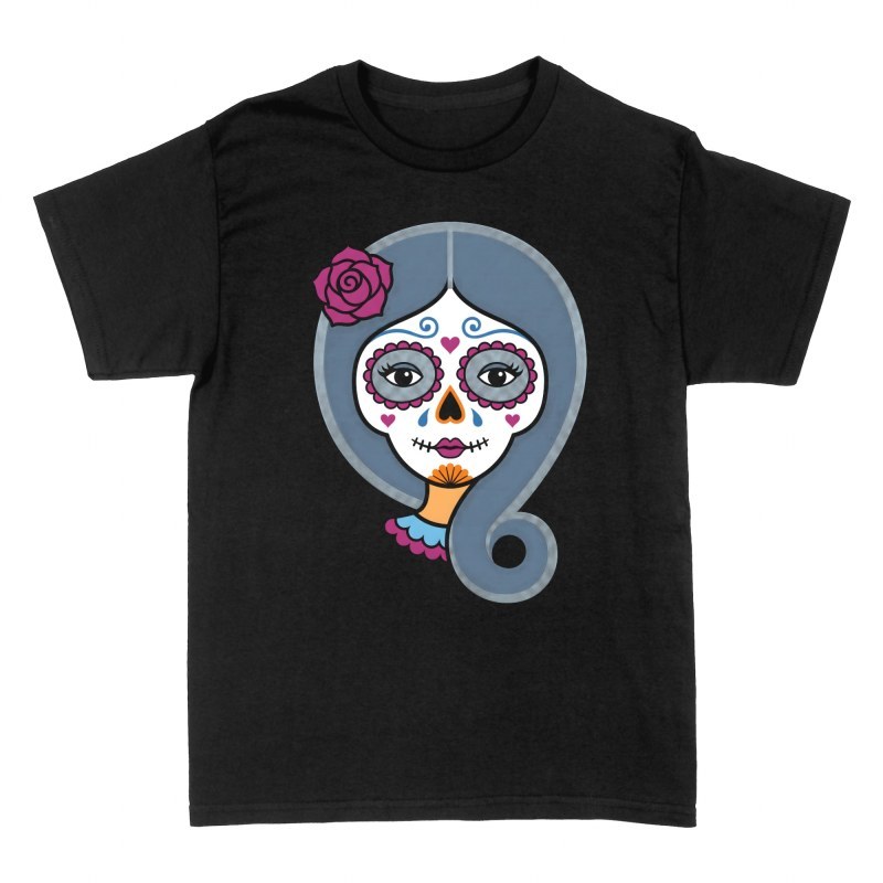 Magliette: Catrina messicana con rosa