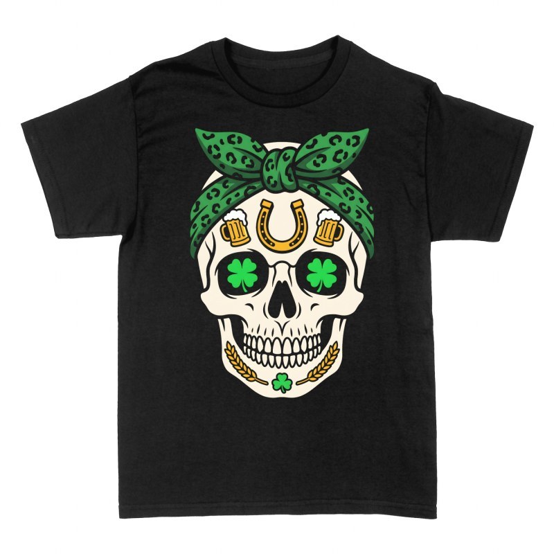 Magliette: Teschio di San Patrizio con bandana verde