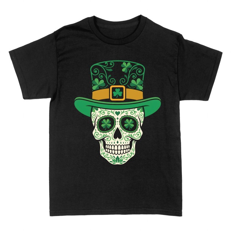 Magliette: Teschio messicano con cappello leprechaun