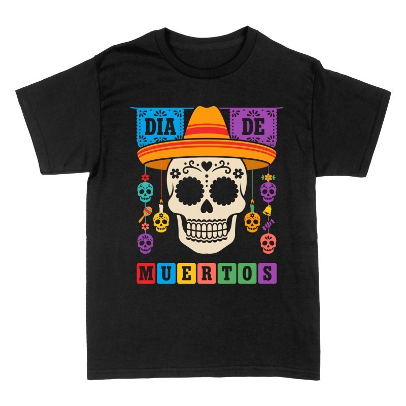 Magliette: Teschio D&iacute;a de Muertos con festoni